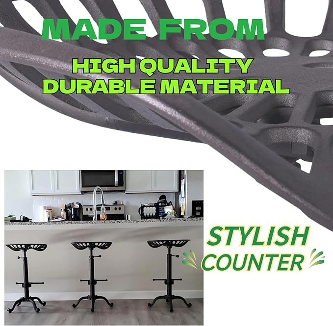 Industrial Tractor Seat Bar Stools Swivel Metal Seat Rustic Kitchen Dining - Image 6