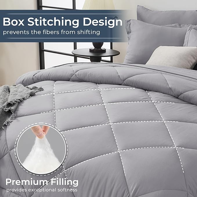 HEVUMYI Light Grey King Comforter Set - Image 4