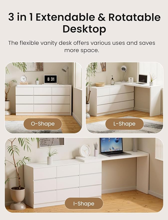 9 Drawer Vanity Dresser Combo - Image 8