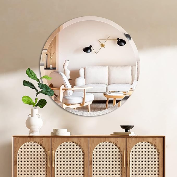 32" Frameless Beveled Round Mirror by UMZODO
