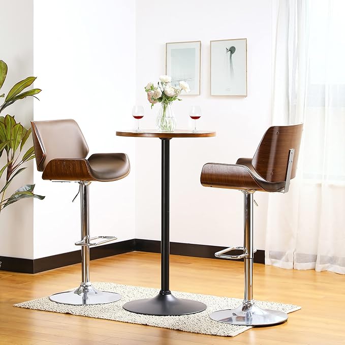 Glitzhome 39.5" H Round Pub Bistro Table, Round Bar Table Wood Top - Image 2