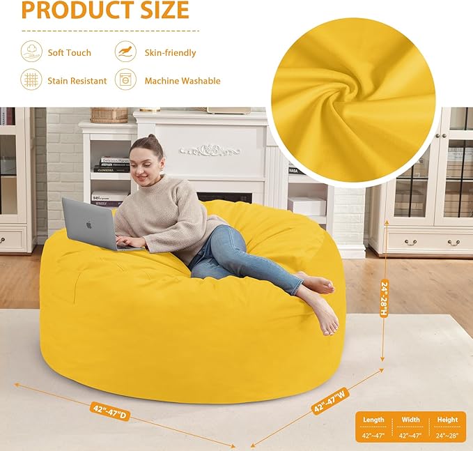 4FT Bean Bag Chair, Large Bean Bag Chairs - Image 3