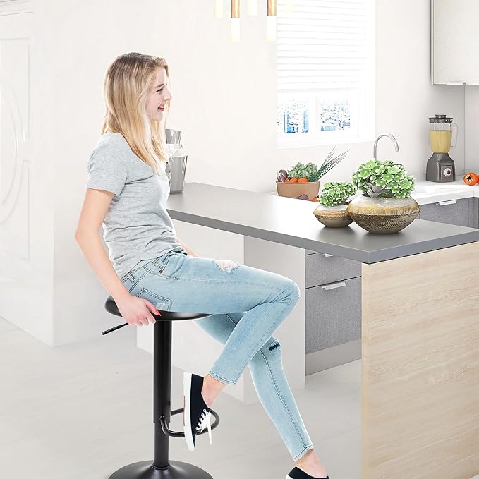 CAROLMADE Bar Stools Set of 2, Adjustable Metal Bar stools Swivel Counter - Image 2