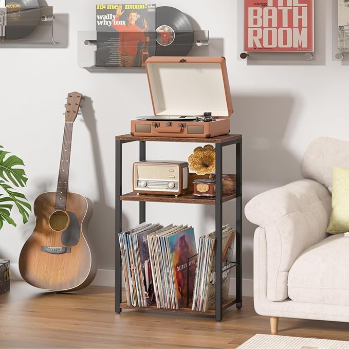 LELELINKY Record Player Stand Set of 2, 3-Tier End Side Table - Image 8