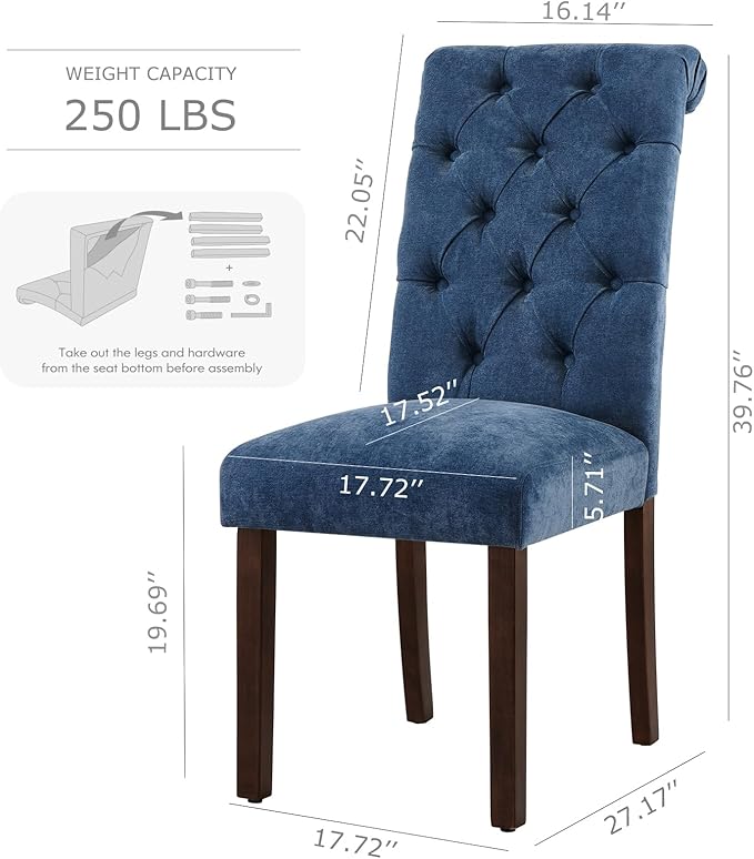 COLAMY Button Tufted Dining Chairs Set of 6, Parsons Upholstered Fabric Dining - Image 3