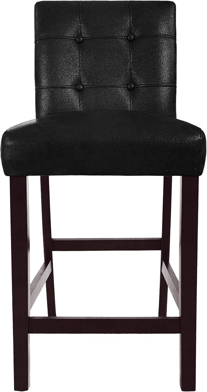 HomePop 24" Upholstered Button Tufted Leatherette Counter Height Barstool Chairs - Image 4