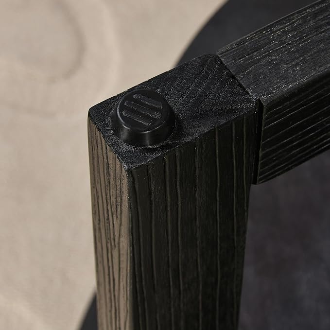 Large Round End Table with Storage Shelf, Rustic Beside Tables with Umbrella Top - Image 7