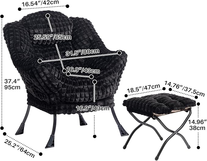 HollyHOME Fabric Lazy Chair - Image 3