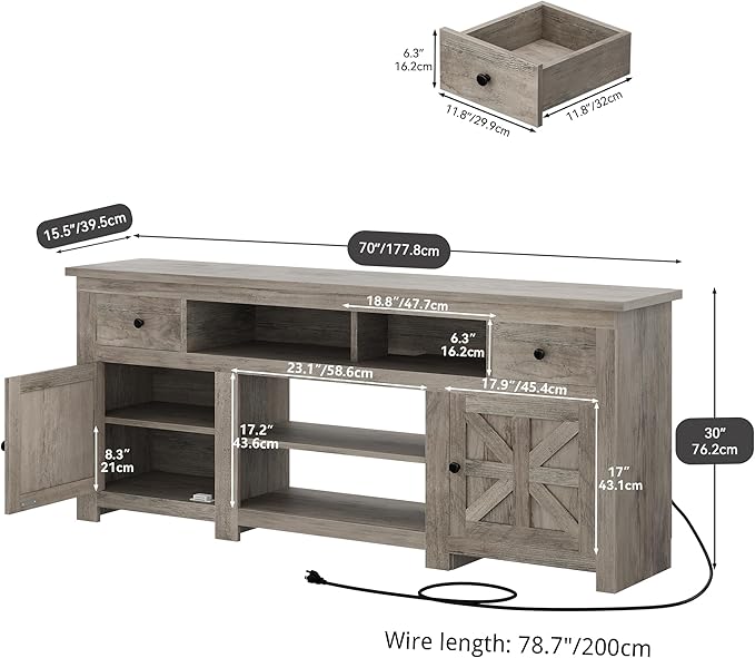 YITAHOME TV Stand for 75/80 Inch TV, Farmhouse Entertainment Center - Image 5