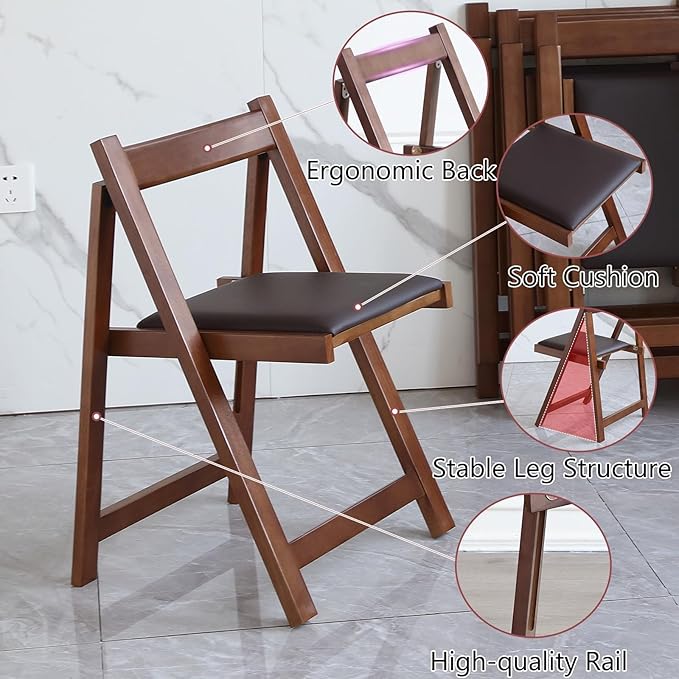 Walnut Round Folding Dining Table - Image 4