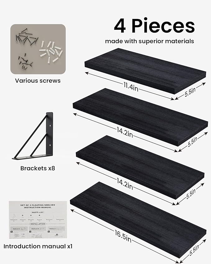 BAYKA Wall Shelves for Bedroom Decor, Floating Shelves for Wall Storage - Image 7