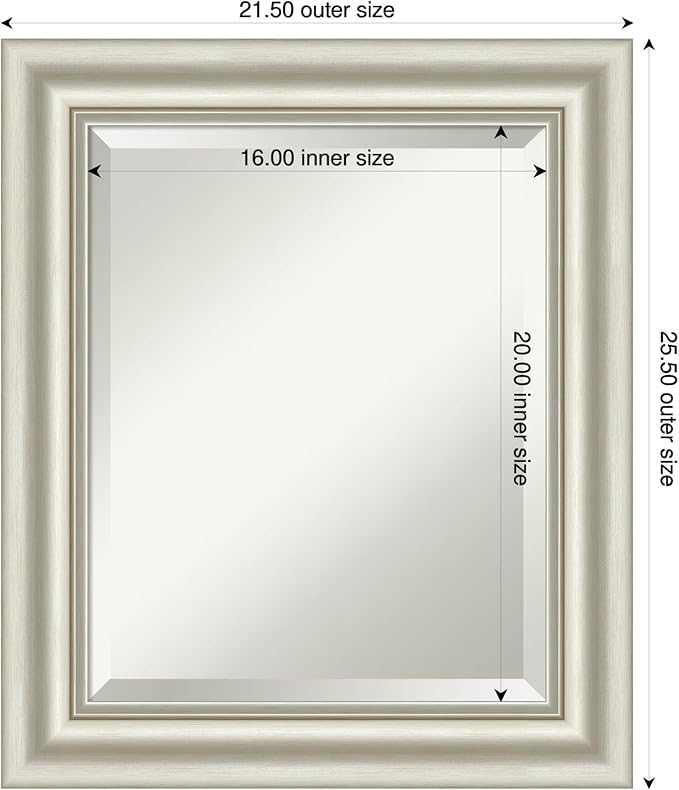 Amanti Art Bathroom Mirror for Over Sink, 26x22 Sophia Silver Rectangle Vanity - Image 3