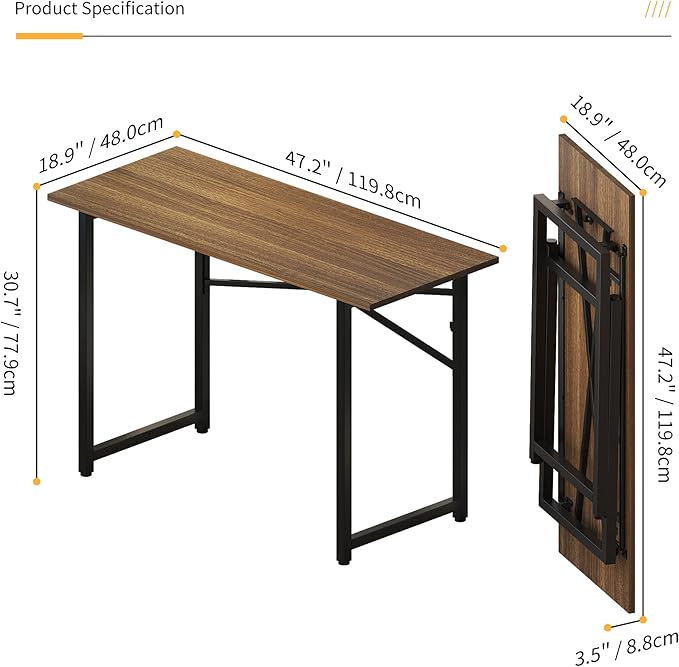 Folding Computer Desk 47 inch Writing Gaming Computer Camping Table, No - Image 3