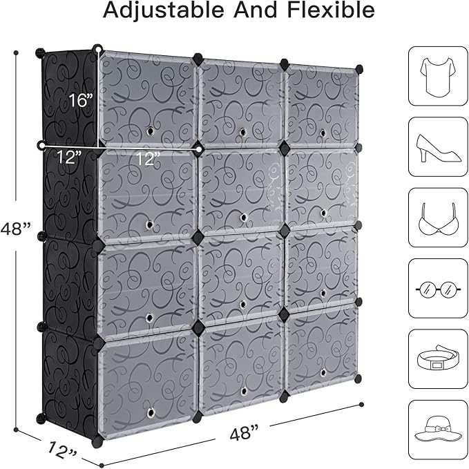 Portable Shoe Rack Organizer, 48-Pair Tower Shelf Storage Cabinets, Plastic - Image 2