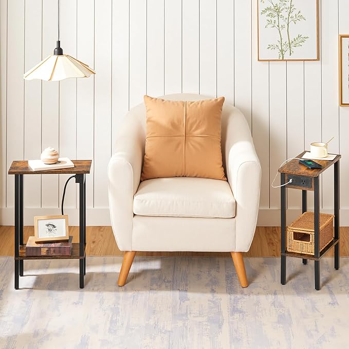 HOOBRO Small End Table with Charging Station, Narrow Side Table with USB Port - Image 3