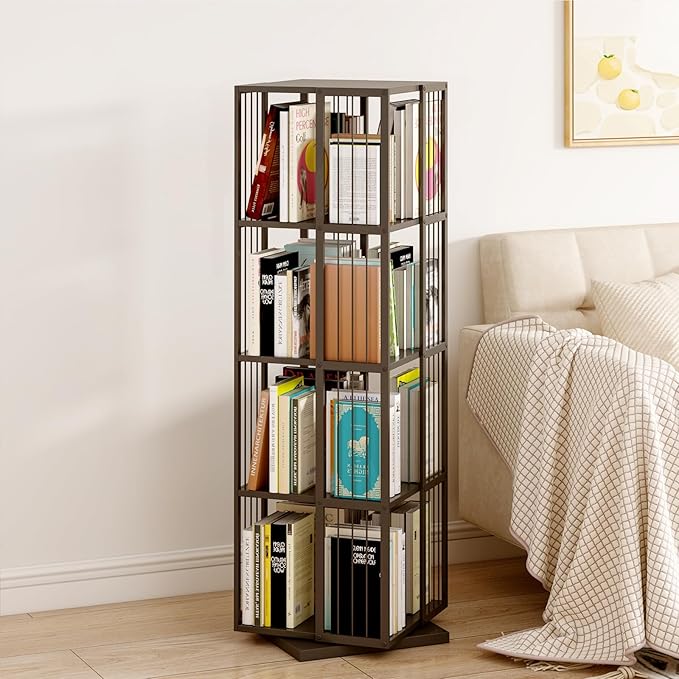 Square Rotating Bookshelf Tower by OSCHF