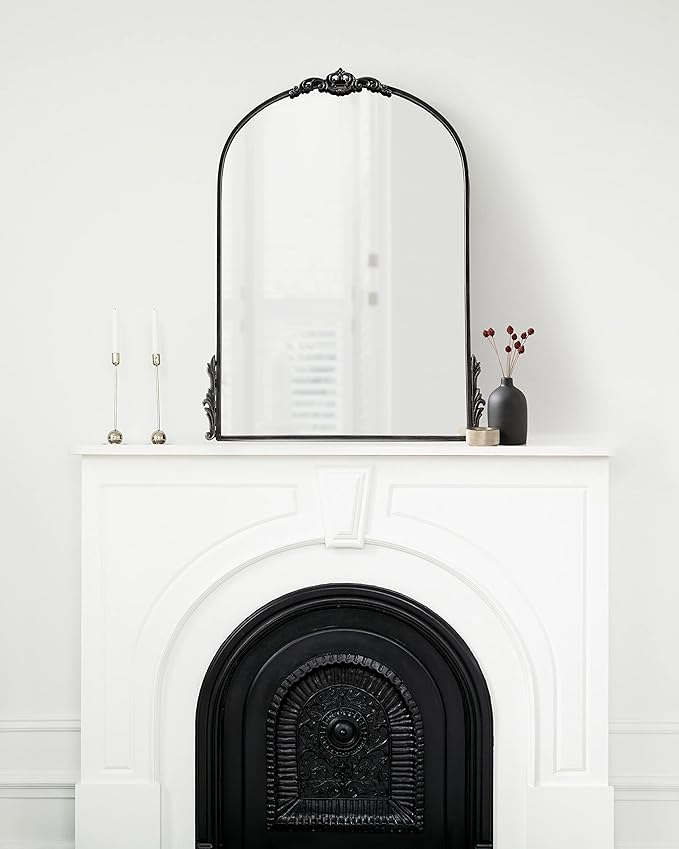 Kate and Laurel Myrcelle Traditional Arched Mirror; 25 x 33; Black; Decorative - Image 4