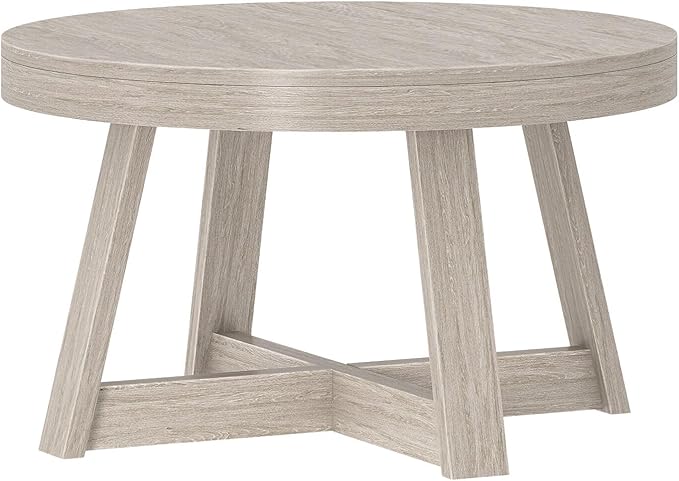 Plank+Beam Classic Round Coffee Table, 30 Inch Farmhouse Coffee Table, Rustic - Image 4