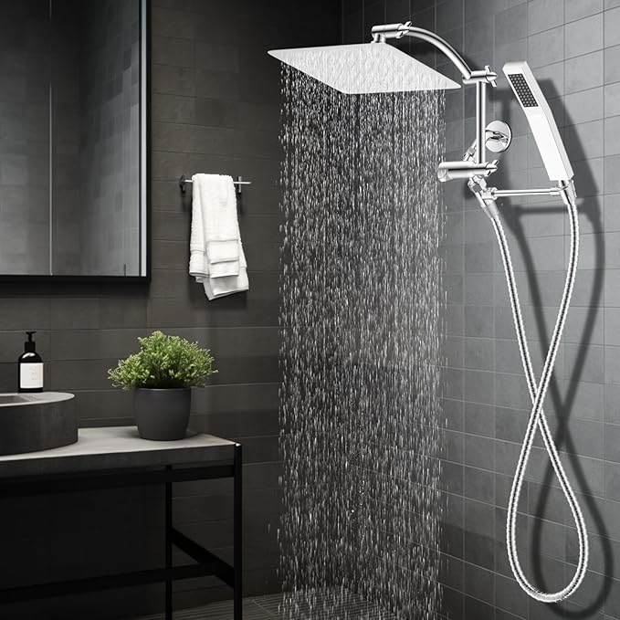 Hibbent All Metal 12'' Rainfall Shower Head, Dual Shower Head Combo, High - Image 8