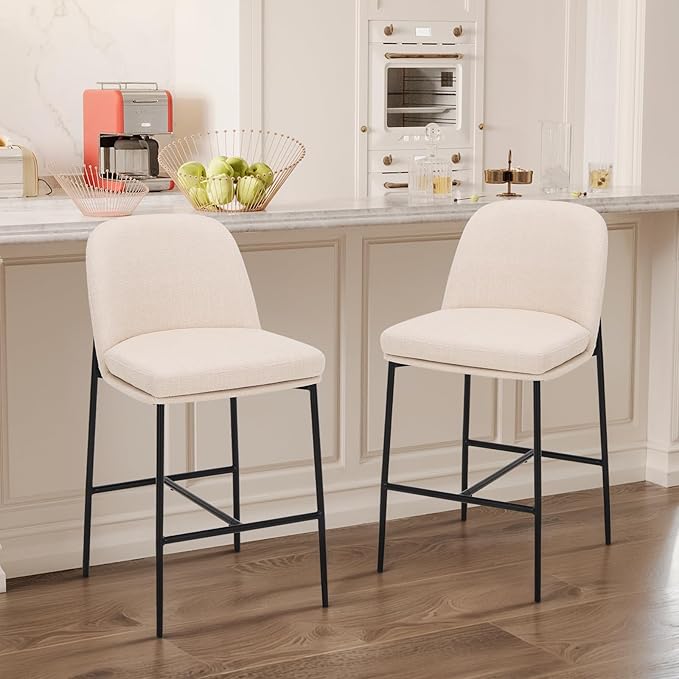 COLAMY Counter Height Bar Stools Set of 2, 25 Inch Modern Fabric Kitchen Island - Image 7