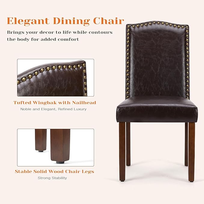 Kitchen Chairs Set of 6 Modern Upholstered Fabric Seat - Image 6
