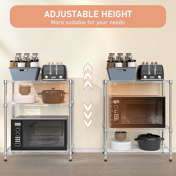 750 lbs 3 Tier Storage Rack Metal Wire Shelving Unit, Storage Standing Shelf - Image 7