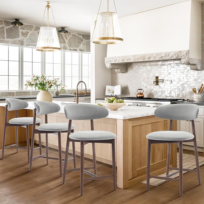 COLAMY Bar Stools Set of 4, Counter Height Bar Stools, Upholstered Counter - Image 3
