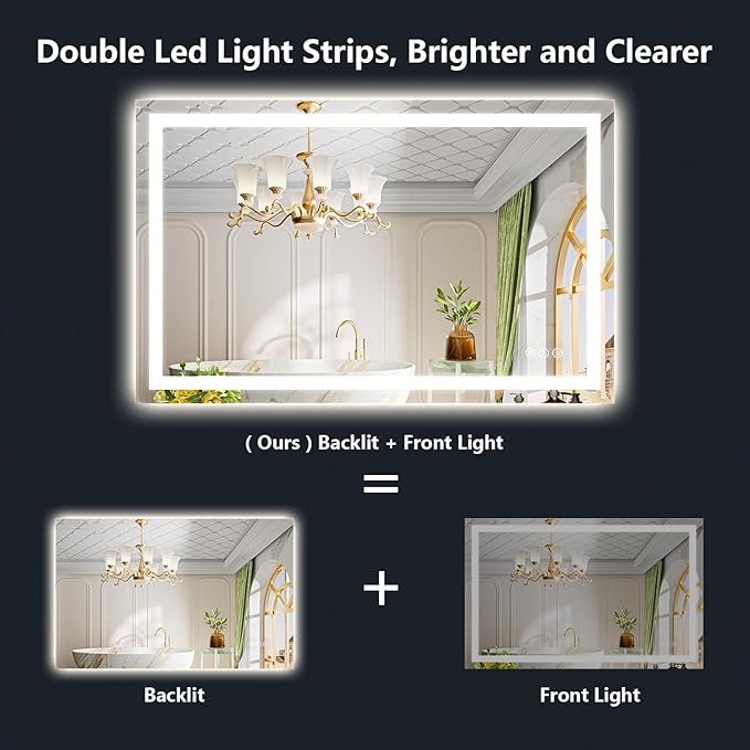 48x30 Inch LED Bathroom Mirror - Image 2