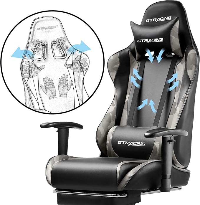 GTRACING Gaming Chair with Footrest, Ergonomic Computer Game Desk Chair - Image 5