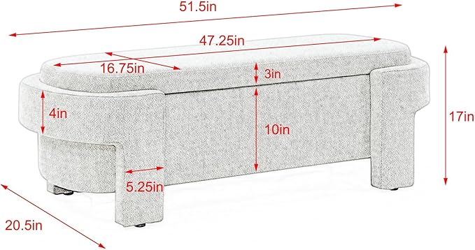 KEIKI 51" Linen Ottoman Bench - Image 2