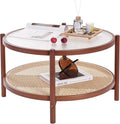 Tiita Rattan Nightstand Side Table, Bamboo Accent Bedside Tables, Glass Coffee by TiitaHome