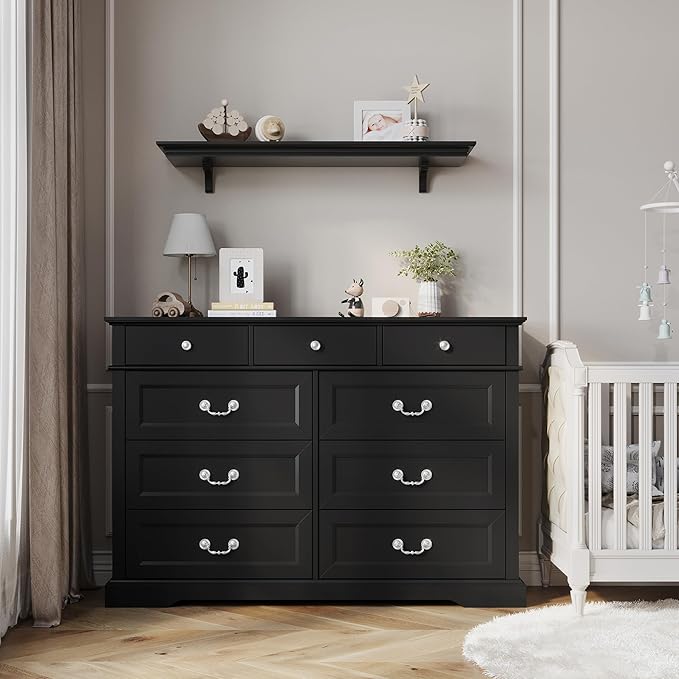 LINSY HOME 9 Drawers Dresser for Bedroom, Modern Farmhouse Large Dresser TV - Image 7