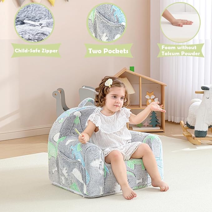 Toddler Chair Comfy, Toddler Couch Fold Out, 2-in-1 Kids Sofa, Flip Out Kids - Image 4