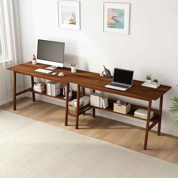 2-Person Writing Desk with Bookshelf - Image 7
