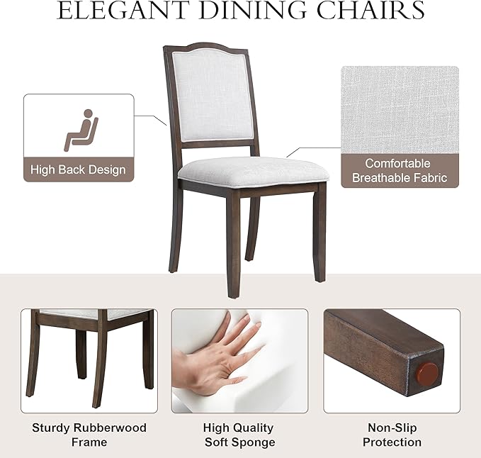 Merax Upholstered Dining Chairs Set of 4, Farmhouse Chair - Image 4