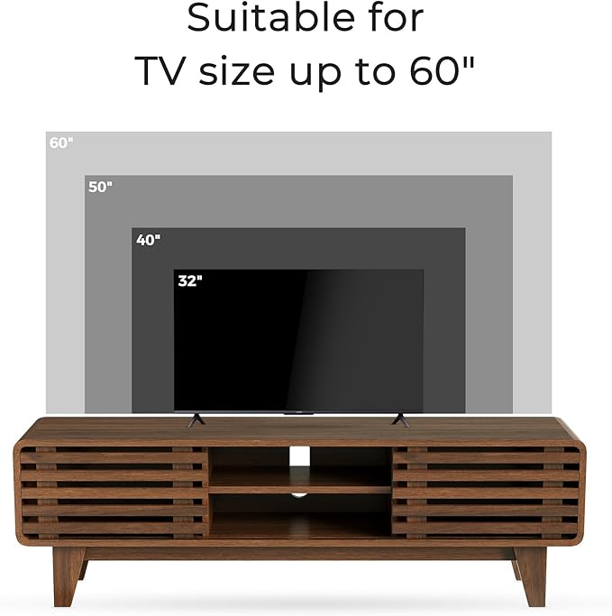 Luoxiao TV Stand for 60 Inch TV, Mid Century Modern Entertainment Center - Image 3