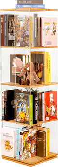 Rotating Bookshelf, 360 Degree Revolving Bookcase, 4-Tier Spinning Bookshelf by TAKEKIT