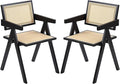 Rattan Dining Chairs Set of 2, Modern Mid Century Dining Chairs by Furlide