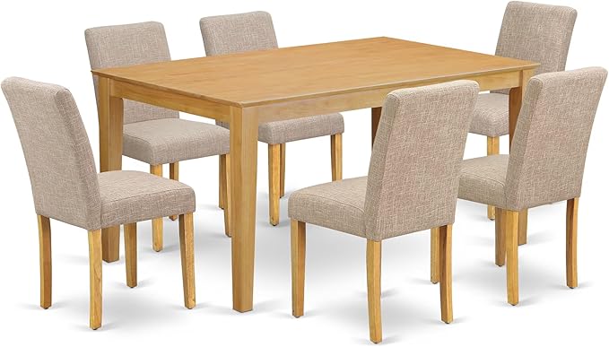 East West Furniture CAAB7-OAK-04 7 Piece Modern Dining Table Set Consist of a by EastWestFurniture