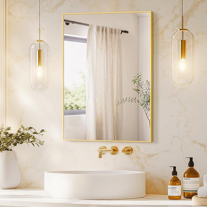 Bathroom Vanity Mirror for Wall, HD Shatterproof Glass, Hangs Horizontally or - Image 2