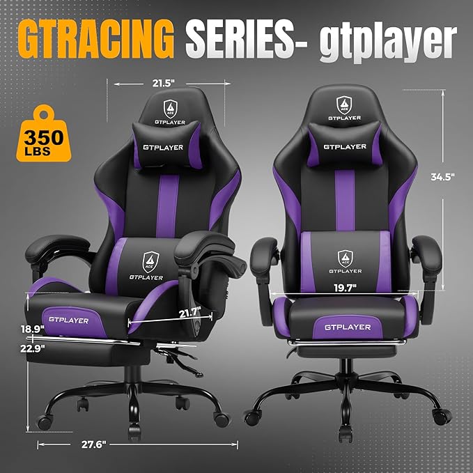 GTRACING Gaming Chair with Foot Rest & Pocket Spring Cushion, Ergonomic High - Image 3