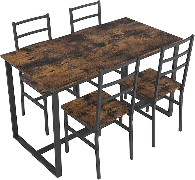 5-Piece Dining Table Set with 4 Chairs, 47.2" Kitchen Table Chairs Set of 4 - Image 4