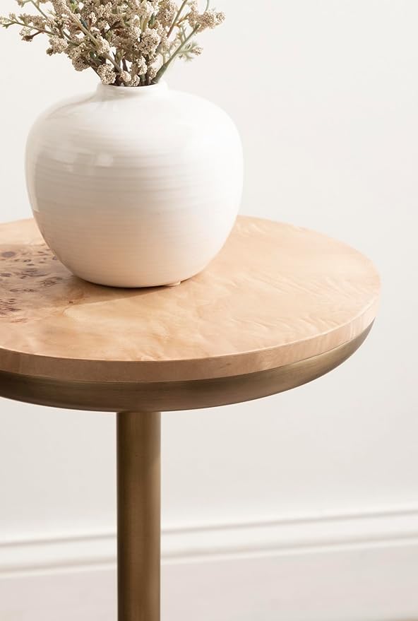 Kate and Laurel Xyler Modern Round Wood and Metal Drink Table, Burlwood and - Image 5