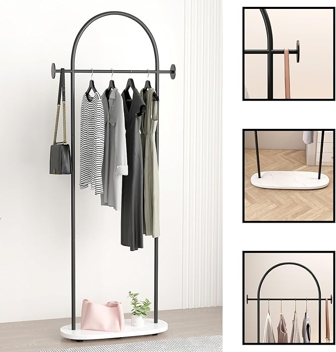 Black Clothing Racks, Modern Industrial Clothes Rack - Image 3