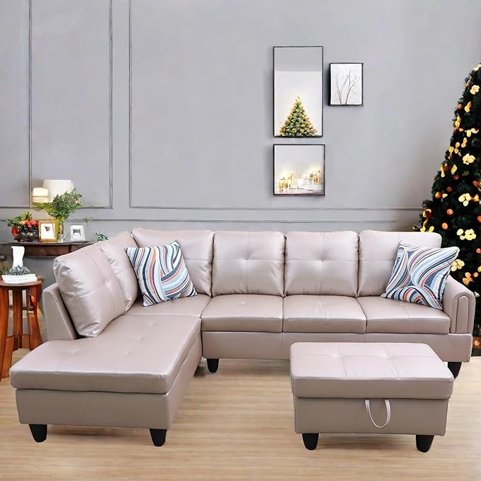 L Shaped Sectional Couch with Otttoman, Apartments - Image 5