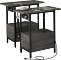 LIDYUK End Table with Charging Station, Narrow Side Table with Drawer and USB by LIDYUK