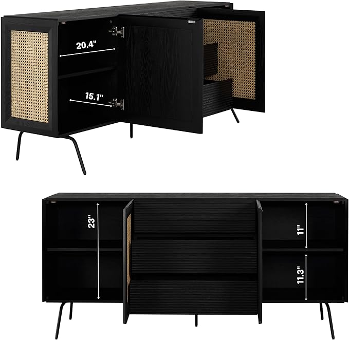 NTC MOSSIC Sideboard with 2 Doors and 3 Drawers, Buffet Cabinet with Natural - Image 3