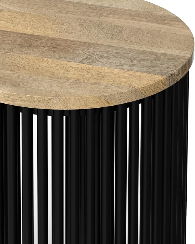 SIMPLIHOME Demy 20 inch Wide Tall Side Table in Natural Solid Mango Wood/Black - Image 10
