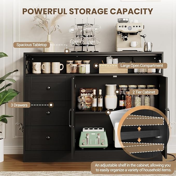 47" Farmhouse Sideboard Buffet Cabinet - Image 5
