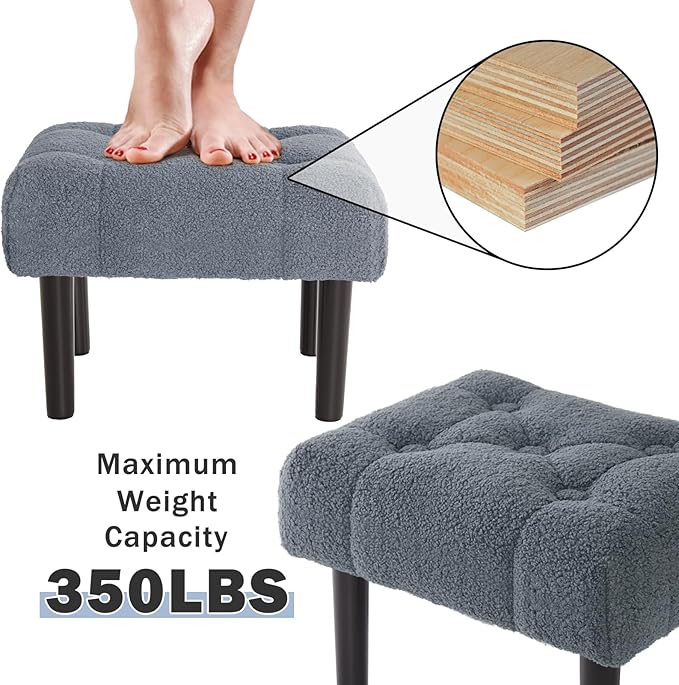 HOUCHICS Fur Padded Foot Stool, Small Ottoman Rest - Image 6